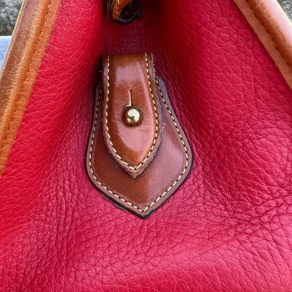 Vintage Dooney & Bourke red pebbled leather satchel purse